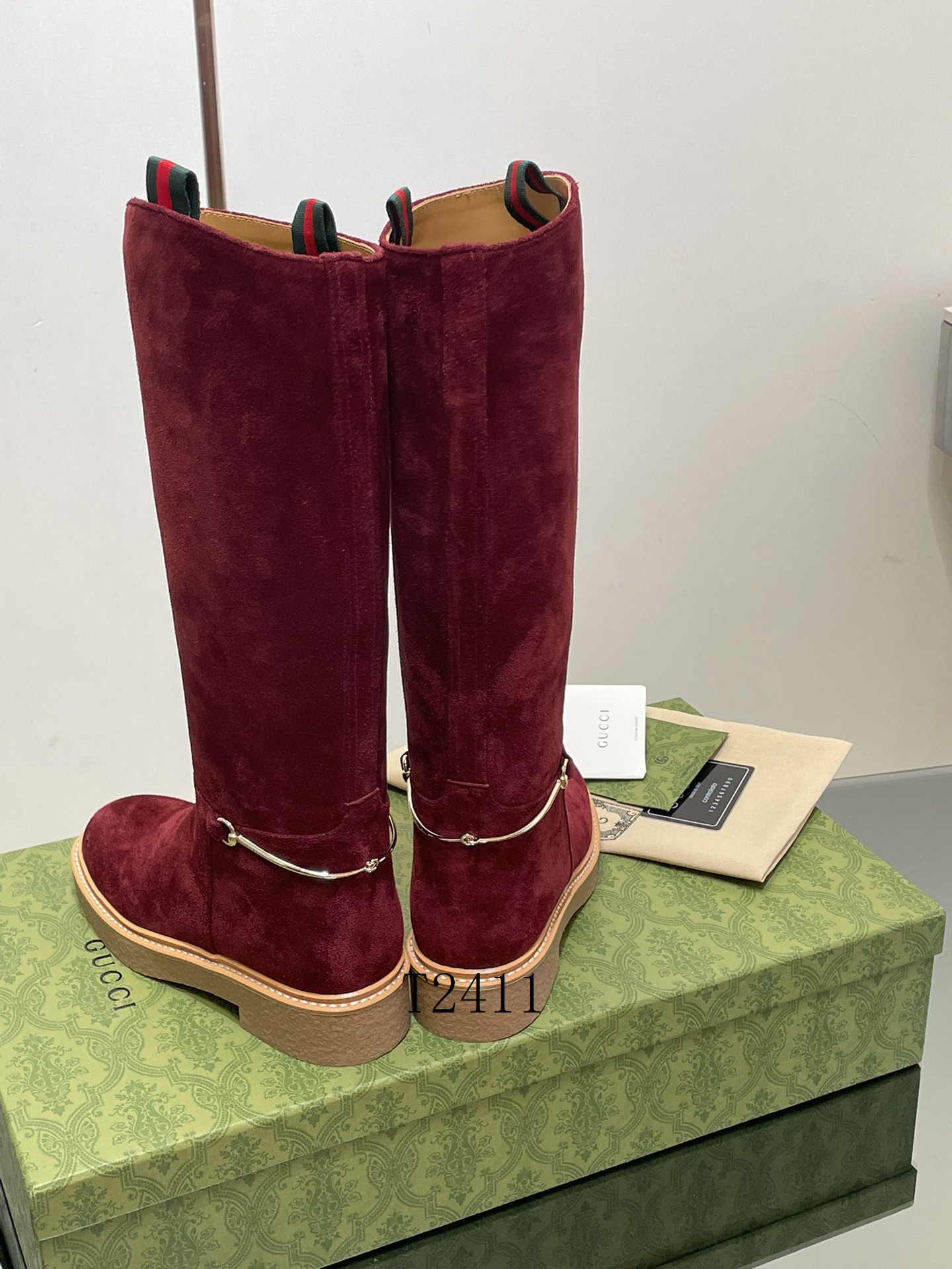 Gucci Burgundy Suede Boots - Image 2