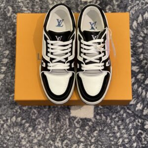 Louis Vuitton Trainer Low Sneaker Men's Black White Blue Colour Block Leather