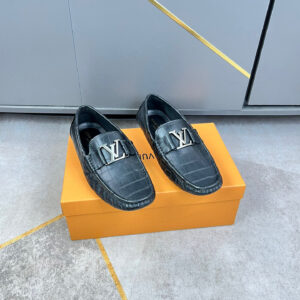 Louis-Vuitton-Black-Croc-Buckle-Loafers