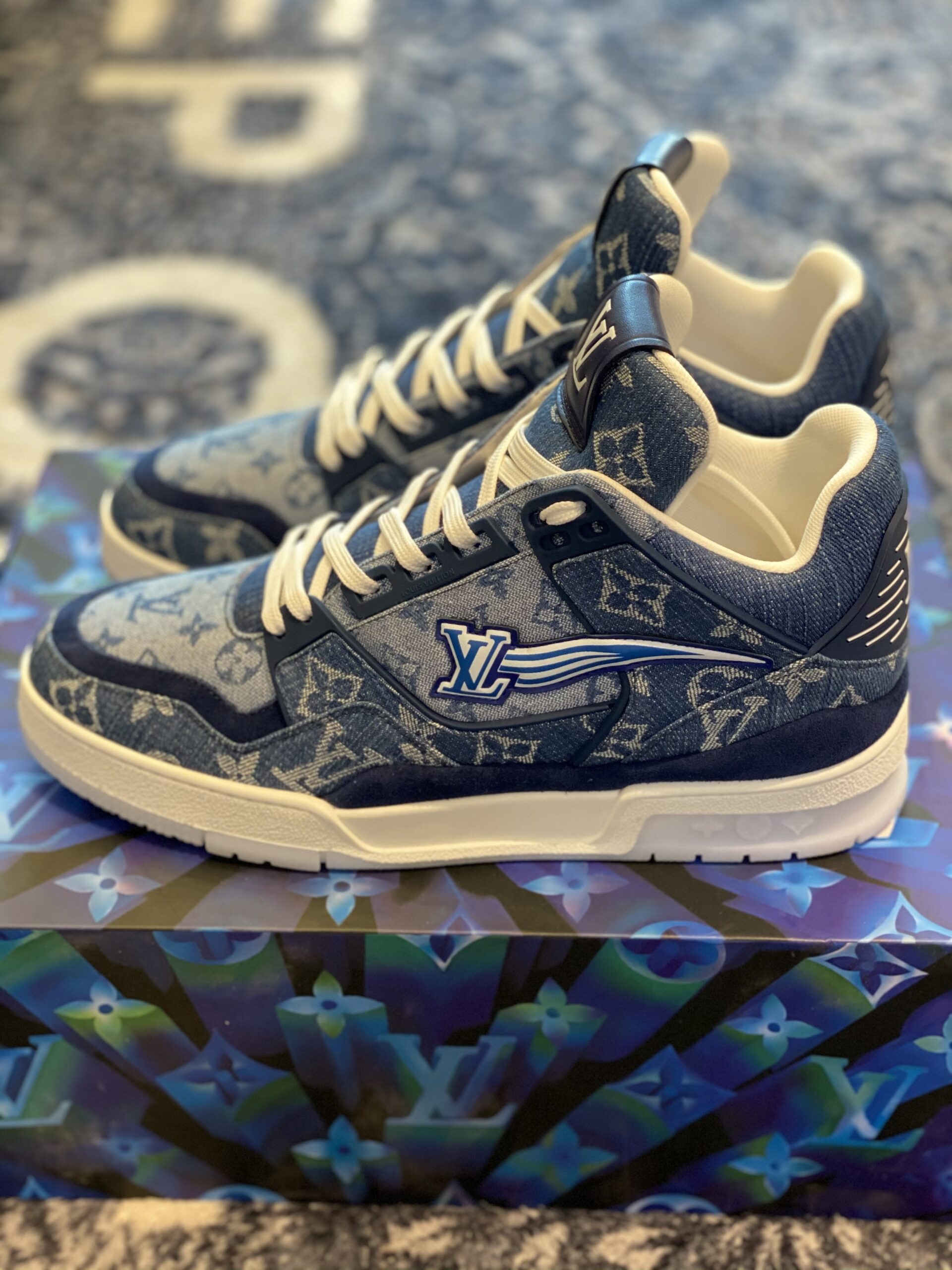 Louis Vuitton LV Trainer Blue Monogram Denim - Image 7