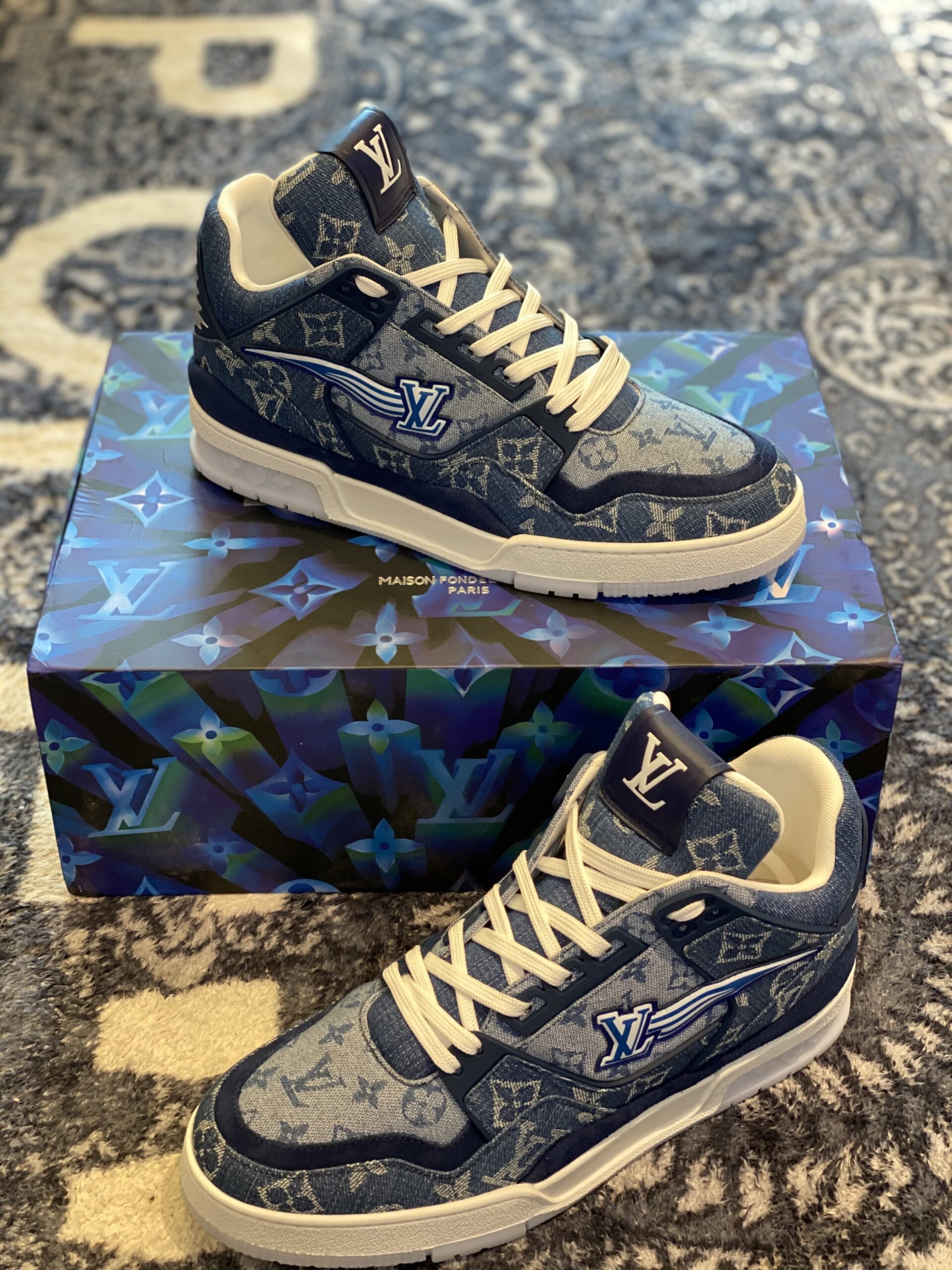 Louis Vuitton LV Trainer Blue Monogram Denim - Image 2