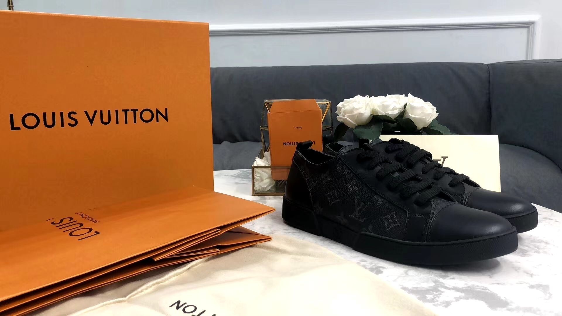 Louis Vuitton Match-Up Sneaker Black Monogram - Image 5