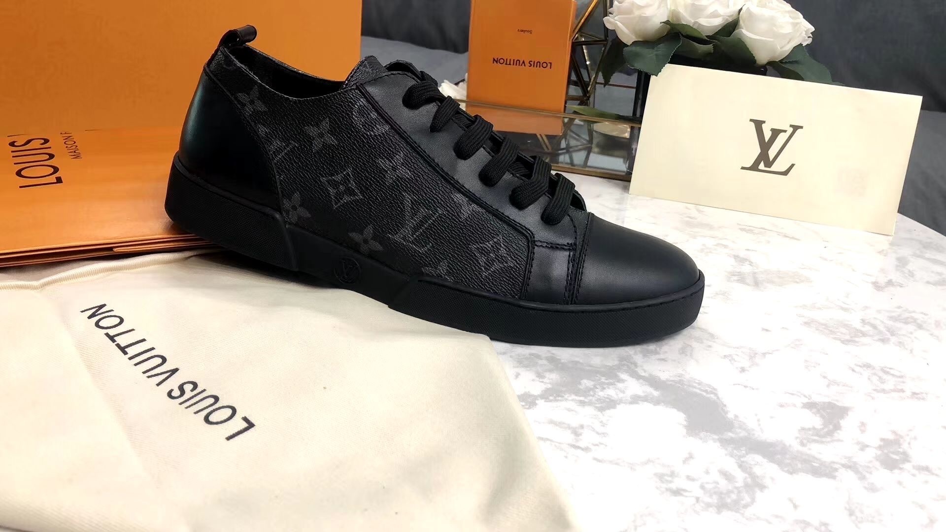 Louis Vuitton Match-Up Sneaker Black Monogram - Image 4