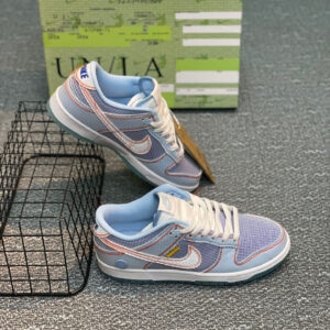 Side view of Nike Blue/Argon Union LA Low Dunks