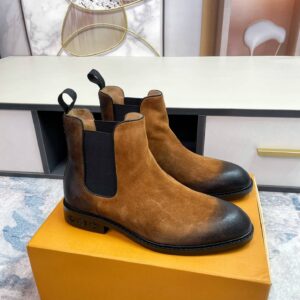 Side profile of the Tobacco Suede boot showcasing the rich texture and low-block heel detail.