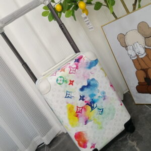 Louis Vuitton White Multicolor Monogram Cabin Trolley Suitcase with watercolor design