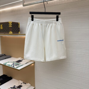 Balenciaga White Shorts with elastic waistband and small blue side logo