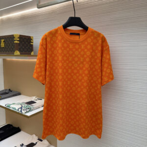 Louis Vuitton Orange T-Shirt with all-over tonal monogram pattern and relaxed fit