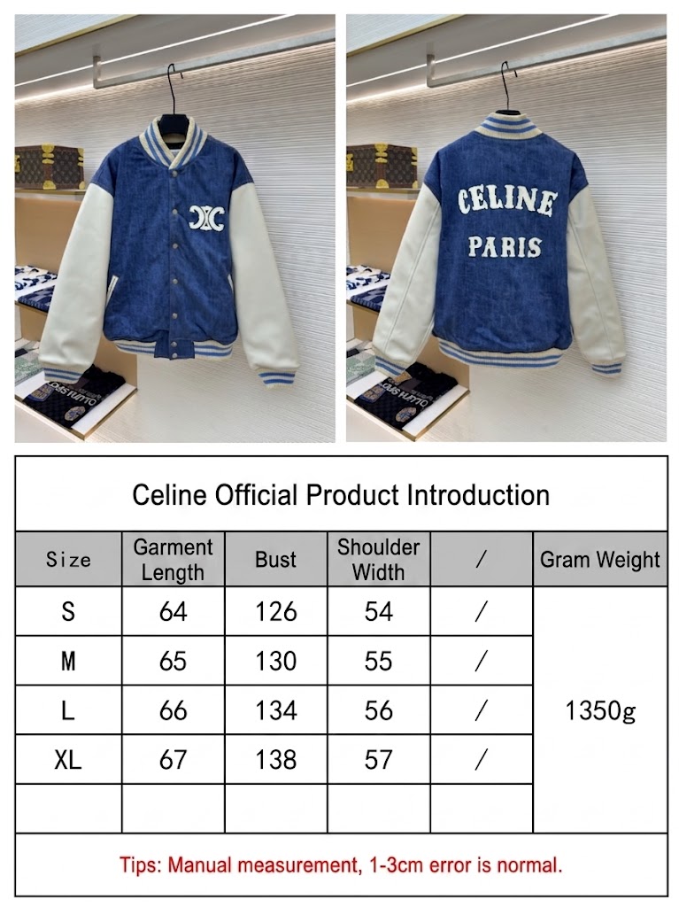 Celine Paris Denim Varsity Jacket | Men's Viral Luxury Blue & White Bomber - Image 4