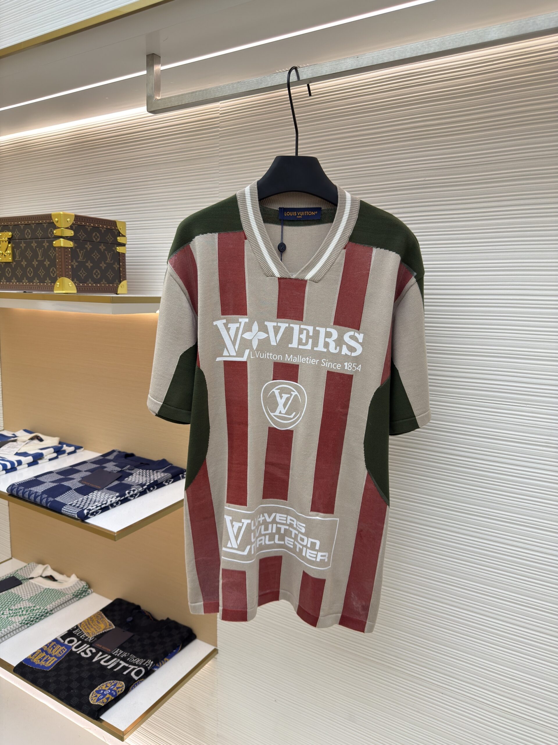 Men's Louis Vuitton Striped Knit Football Shirt