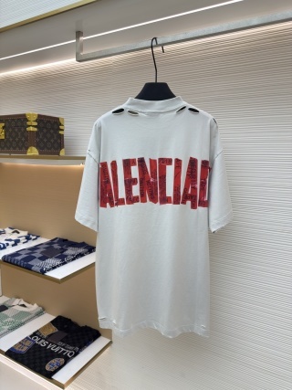 Men's Balenciaga White Tape Logo T-Shirt - Image 2