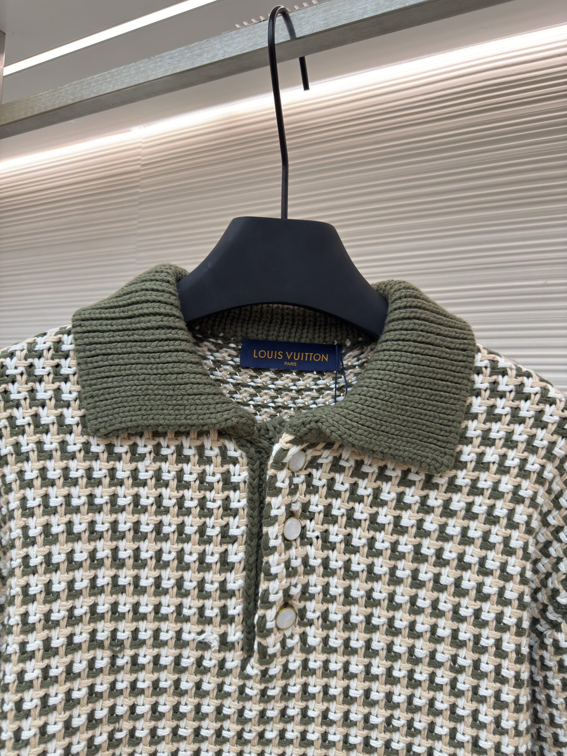 Men's Louis Vuitton Green Knit Polo Shirt - Image 2