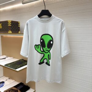 Balenciaga Alien & Smiley Oversized Light Grey T-Shirt