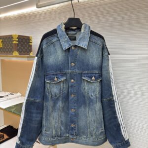 Balenciaga Distressed Hybrid Denim Tracksuit Jacket