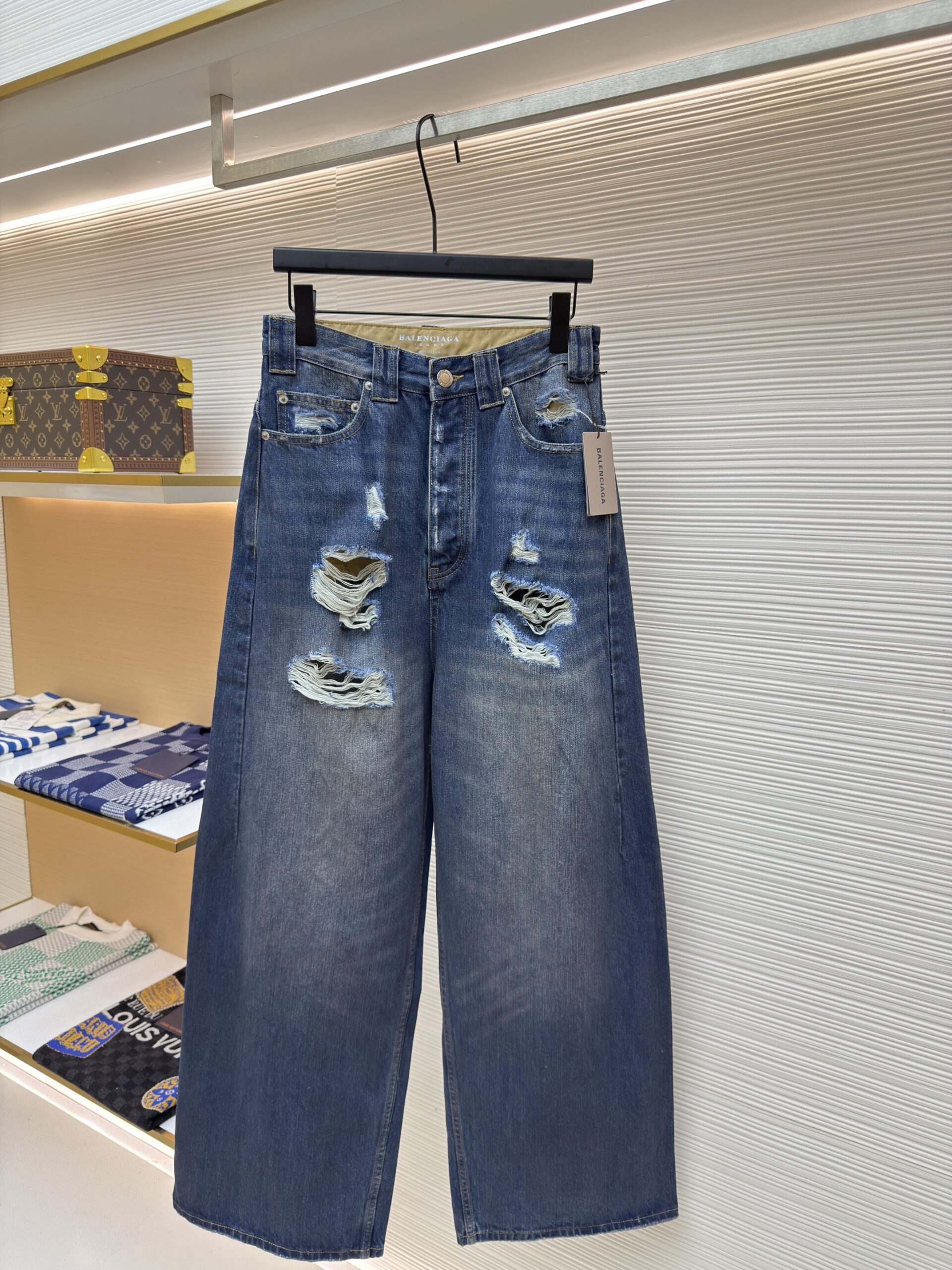 Balenciaga Distressed Wide Leg Jeans