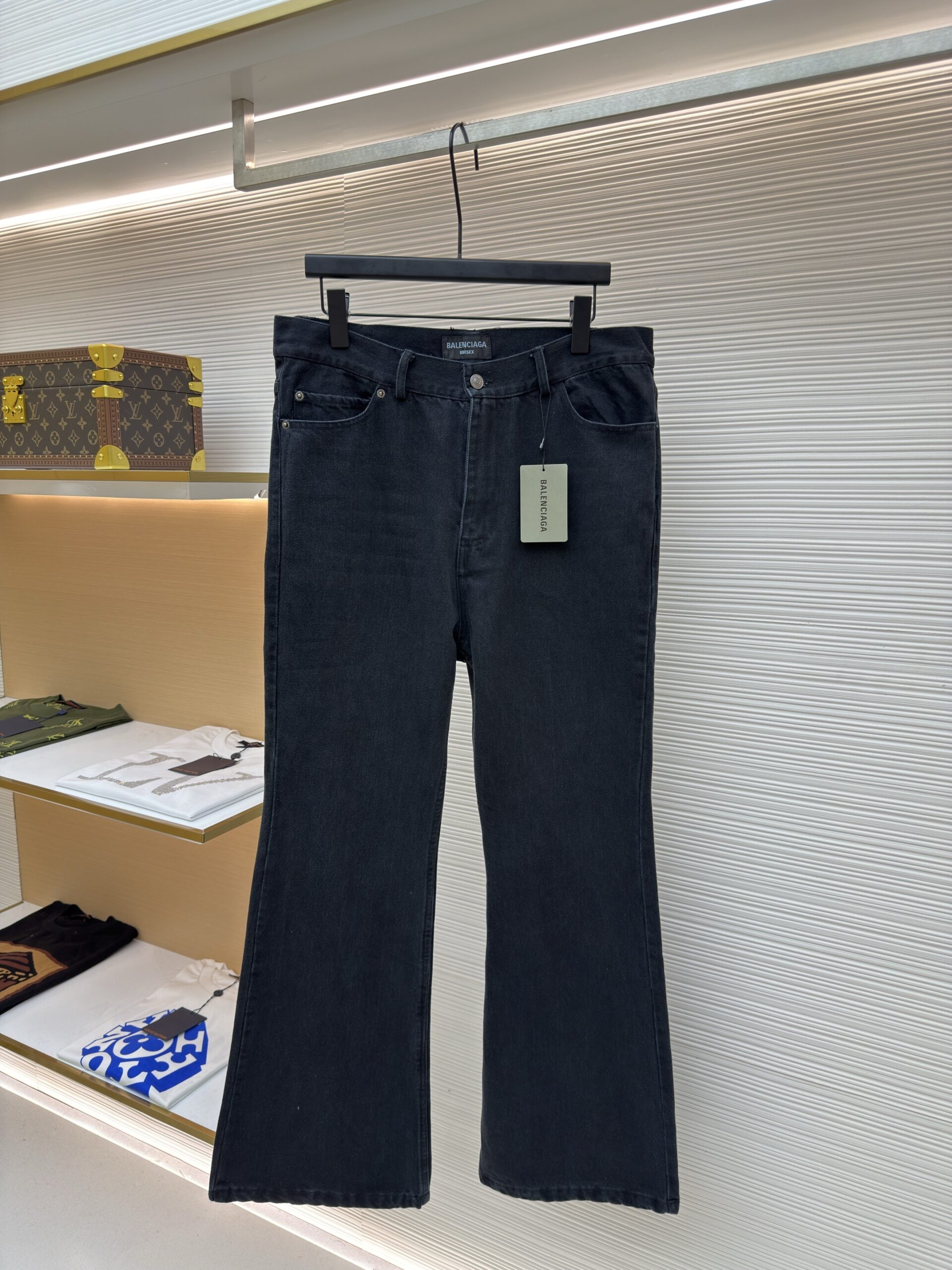 Balenciaga Flared Distressed Black Jeans