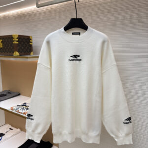 Balenciaga White Logo Knit Sweater