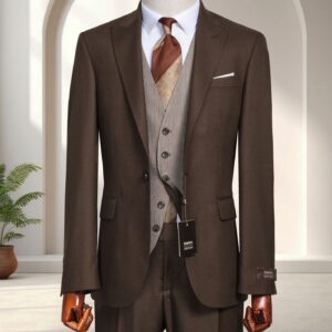 Brown Three-Piece Suit for Weddings and Business
