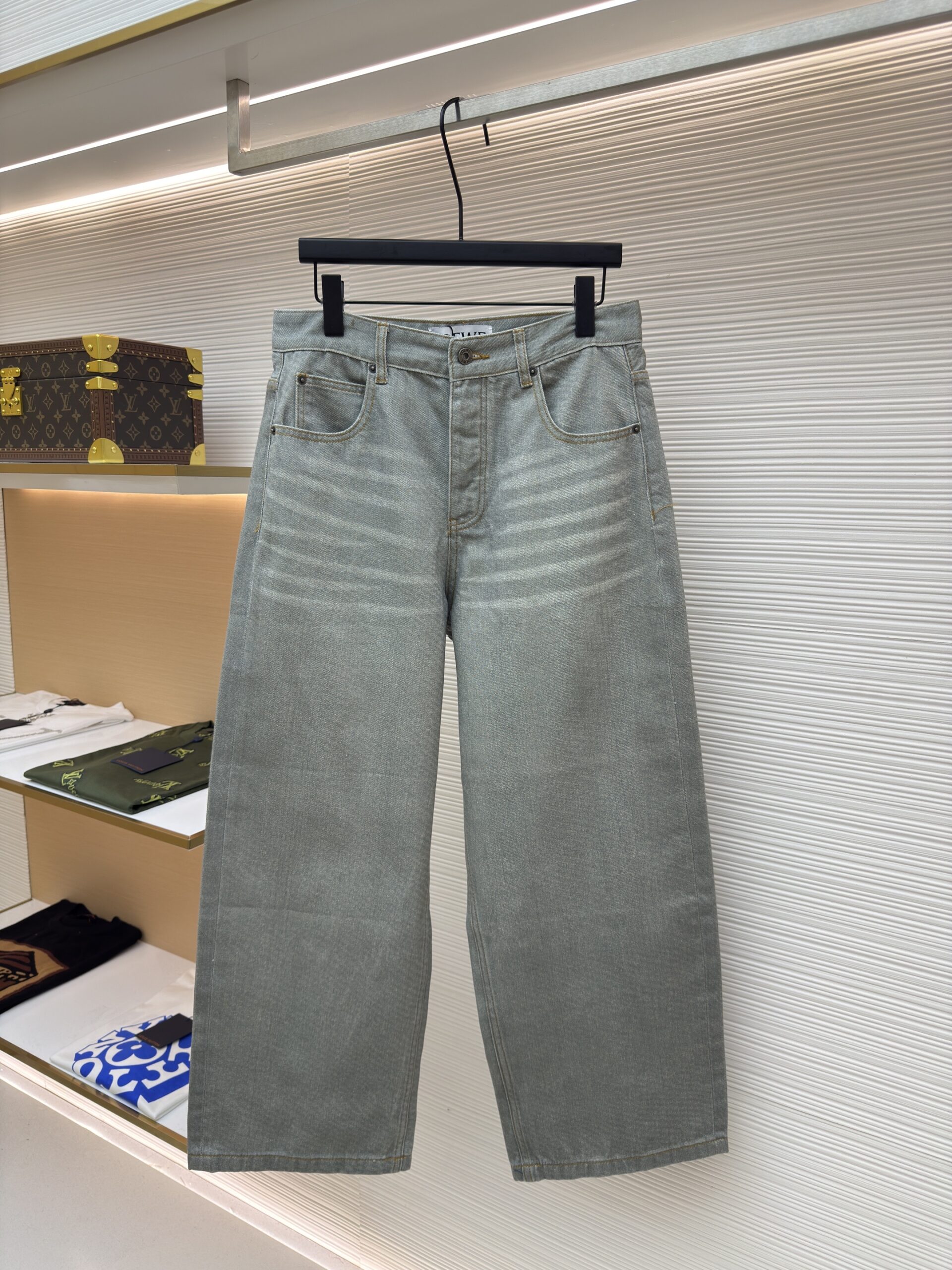 Burberry Check Baggy Denim Jeans Blue