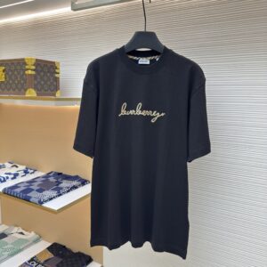 Burberry EKD Heart Embroidery Black Cotton T-Shirt