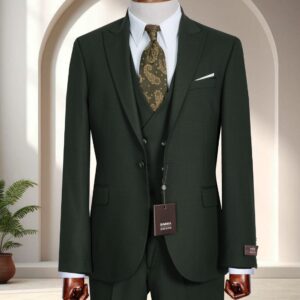 Men's Dark Green Three Piece Suit