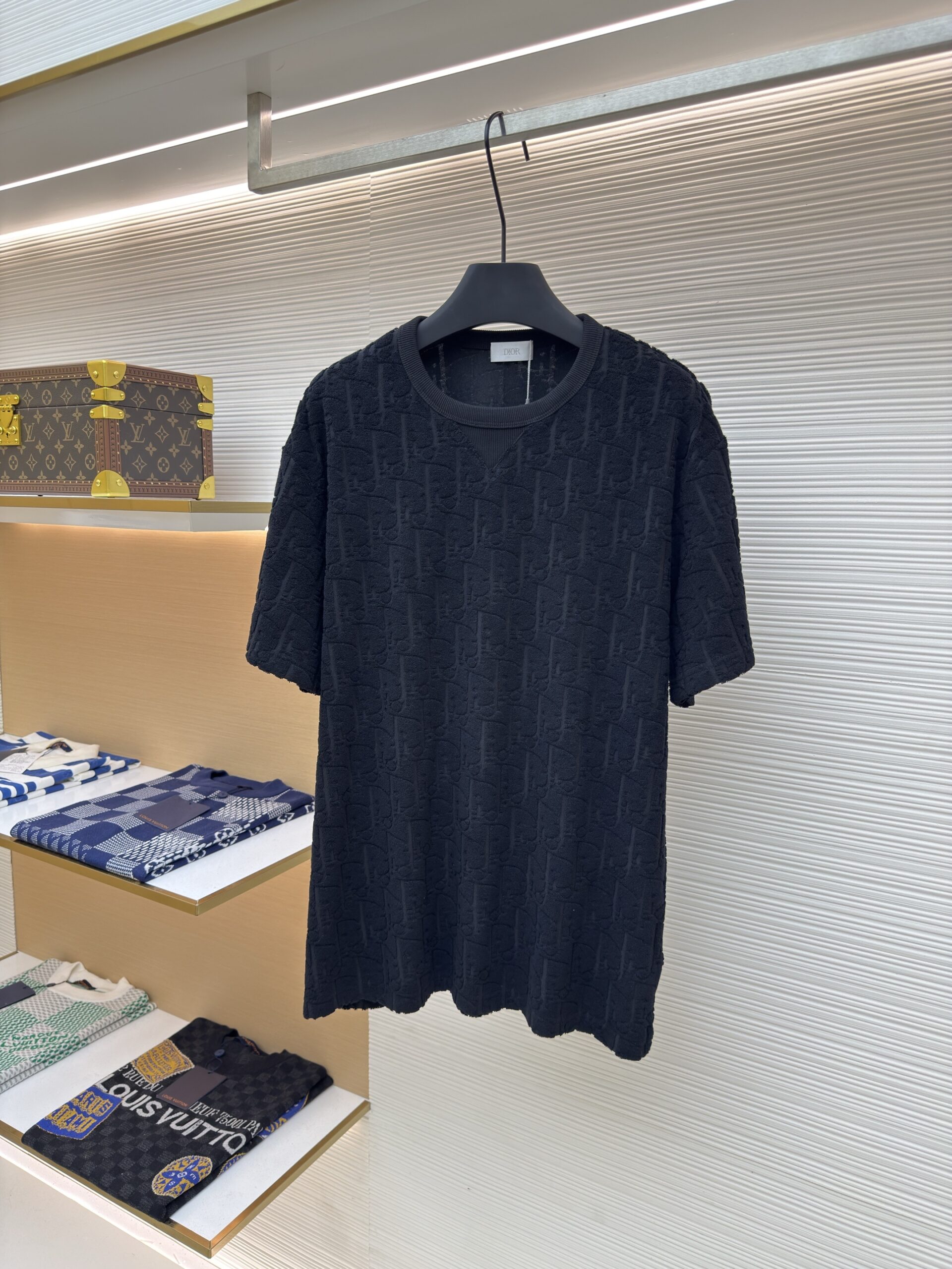 Dior Oblique All-Over Jacquard Knit Tee – Obsidian Black