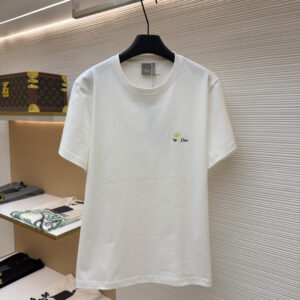 Dior White Daisy Embroidery T-Shirt