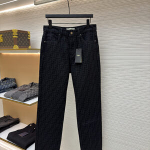 Fendi Men’s Black FF Monogram Denim Trousers