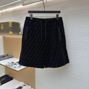 Fendi Men’s Black FF Monogram Velvet Shorts