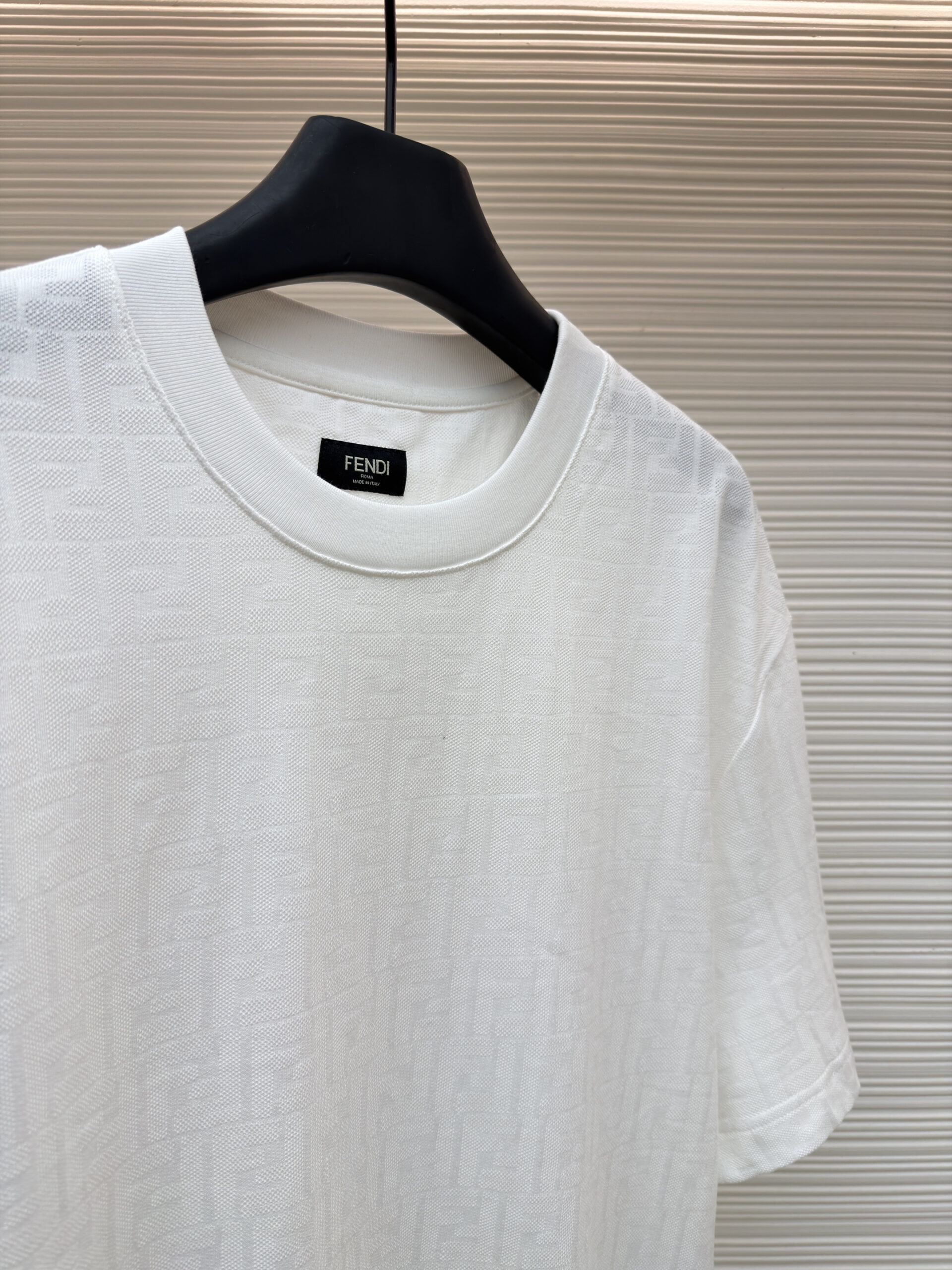 Fendi Monogram Embossed White Cotton T-Shirt - Image 4