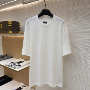 Fendi Monogram Embossed White Cotton T-Shirt