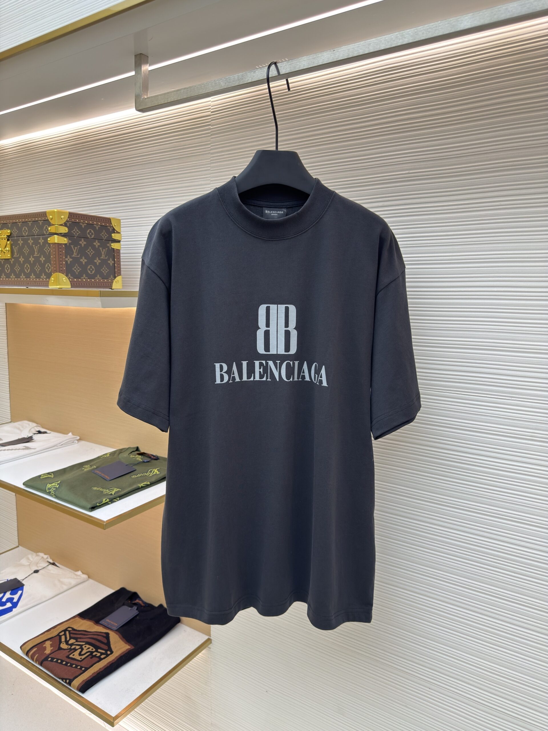 Balenciaga BB Logo Oversized Charcoal T-Shirt