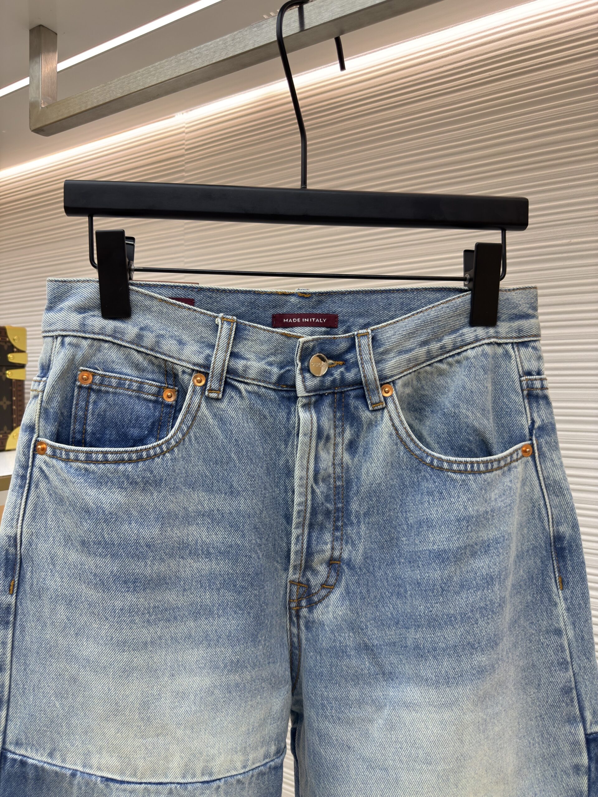 Gucci Patchwork Straight Leg Jeans Blue Denim - Image 2