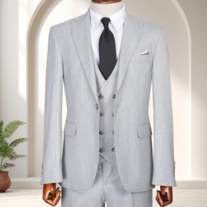 Light Grey 3 Piece Suit For Summer Business Meetings