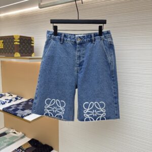Loewe Anagram Embroidered Denim Shorts