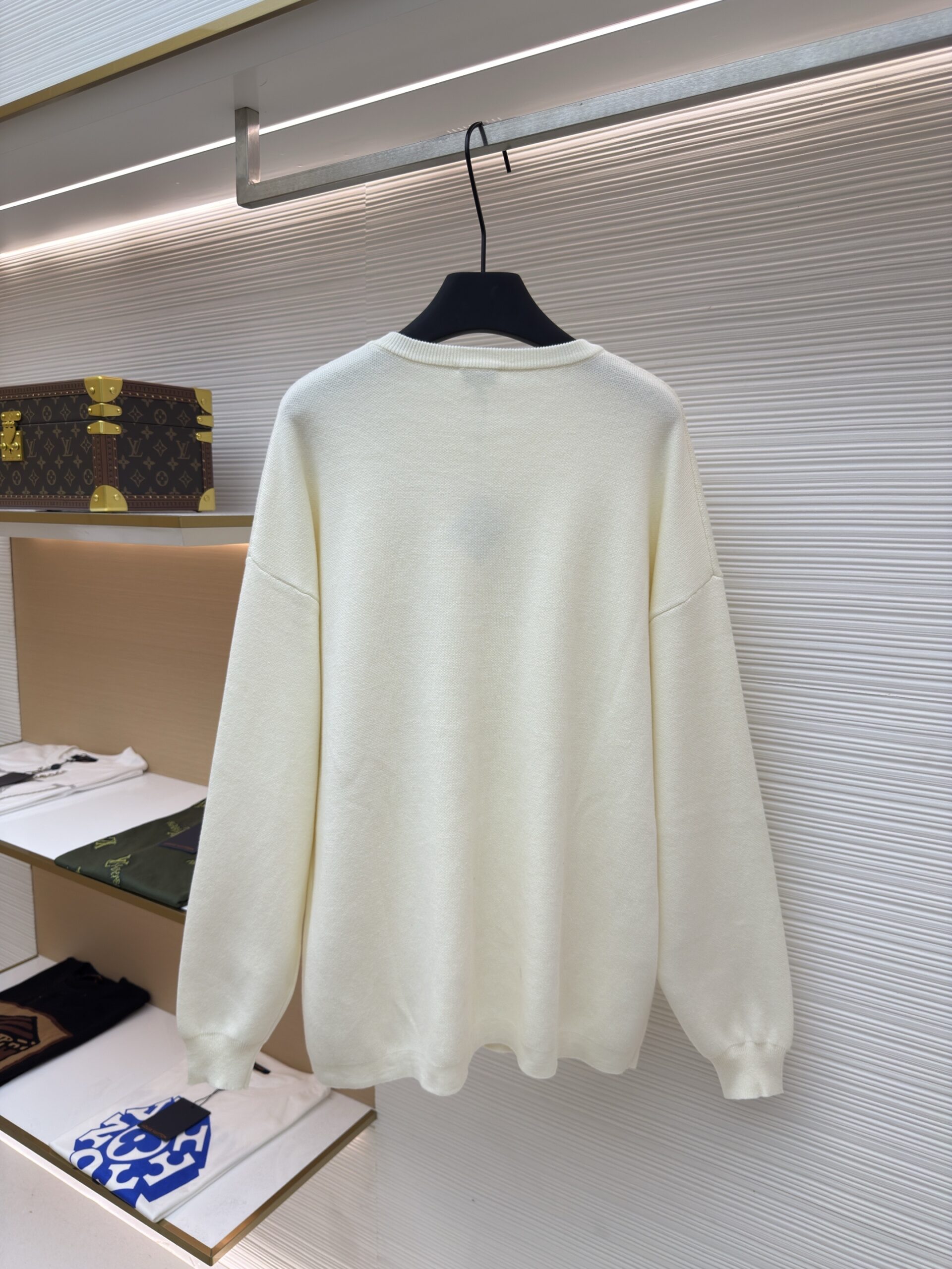 Loewe Anagram Pocket Oversized Jumper Cream - Image 4