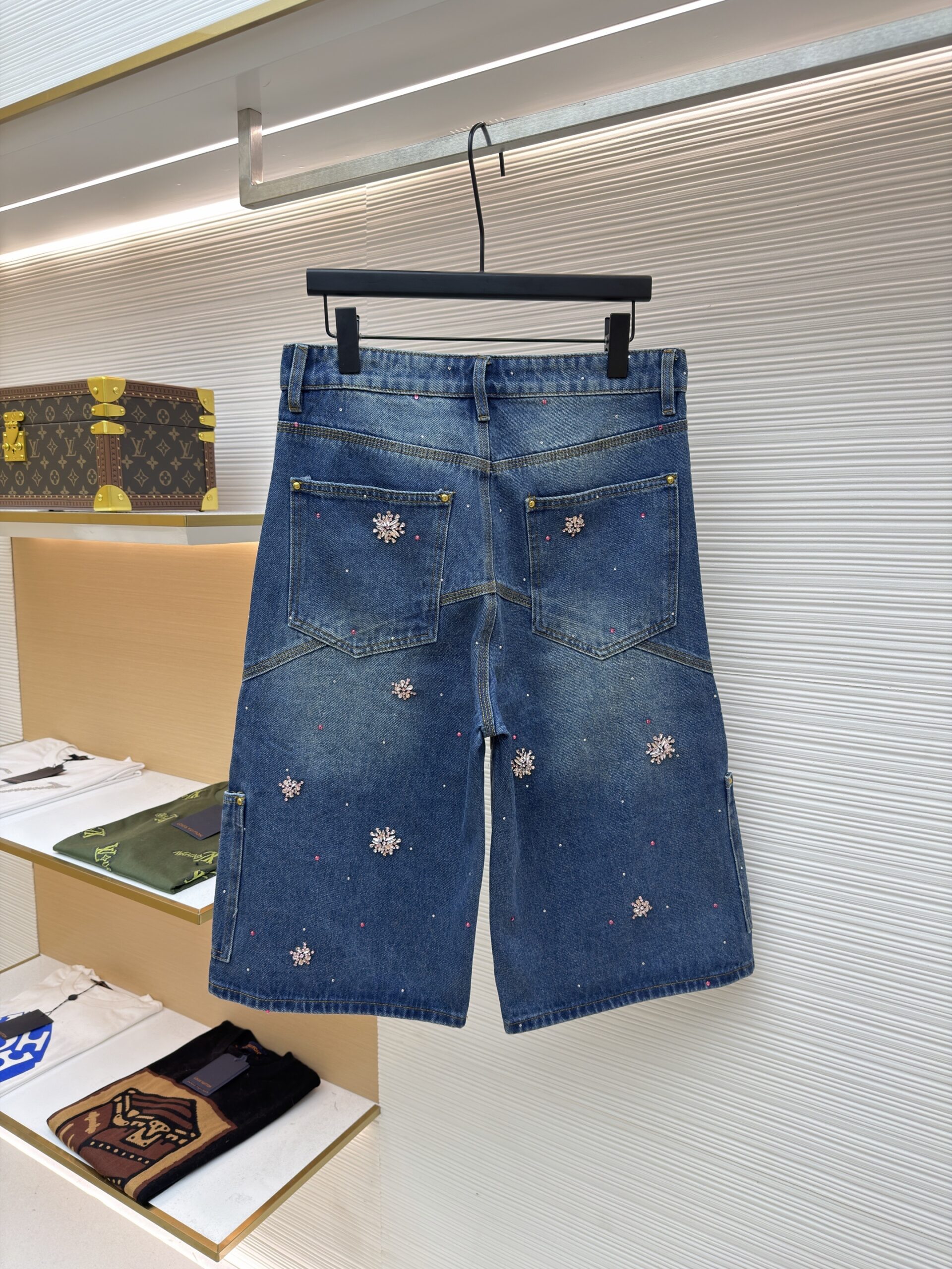 Louis Vuitton Crystal Snowflake Denim Shorts - Image 2