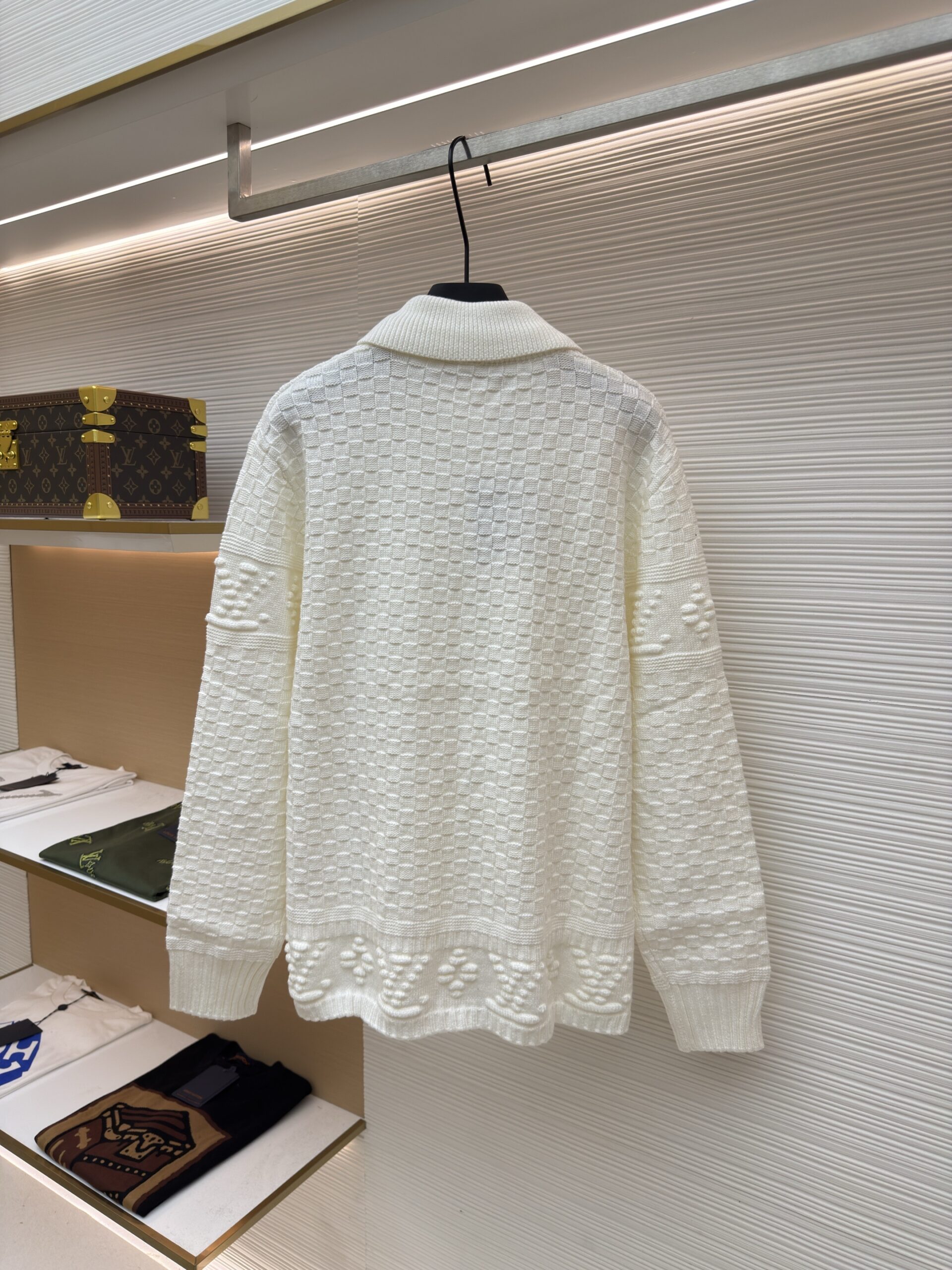 Louis Vuitton Damier Monogram Textured Polo Jumper - Image 3