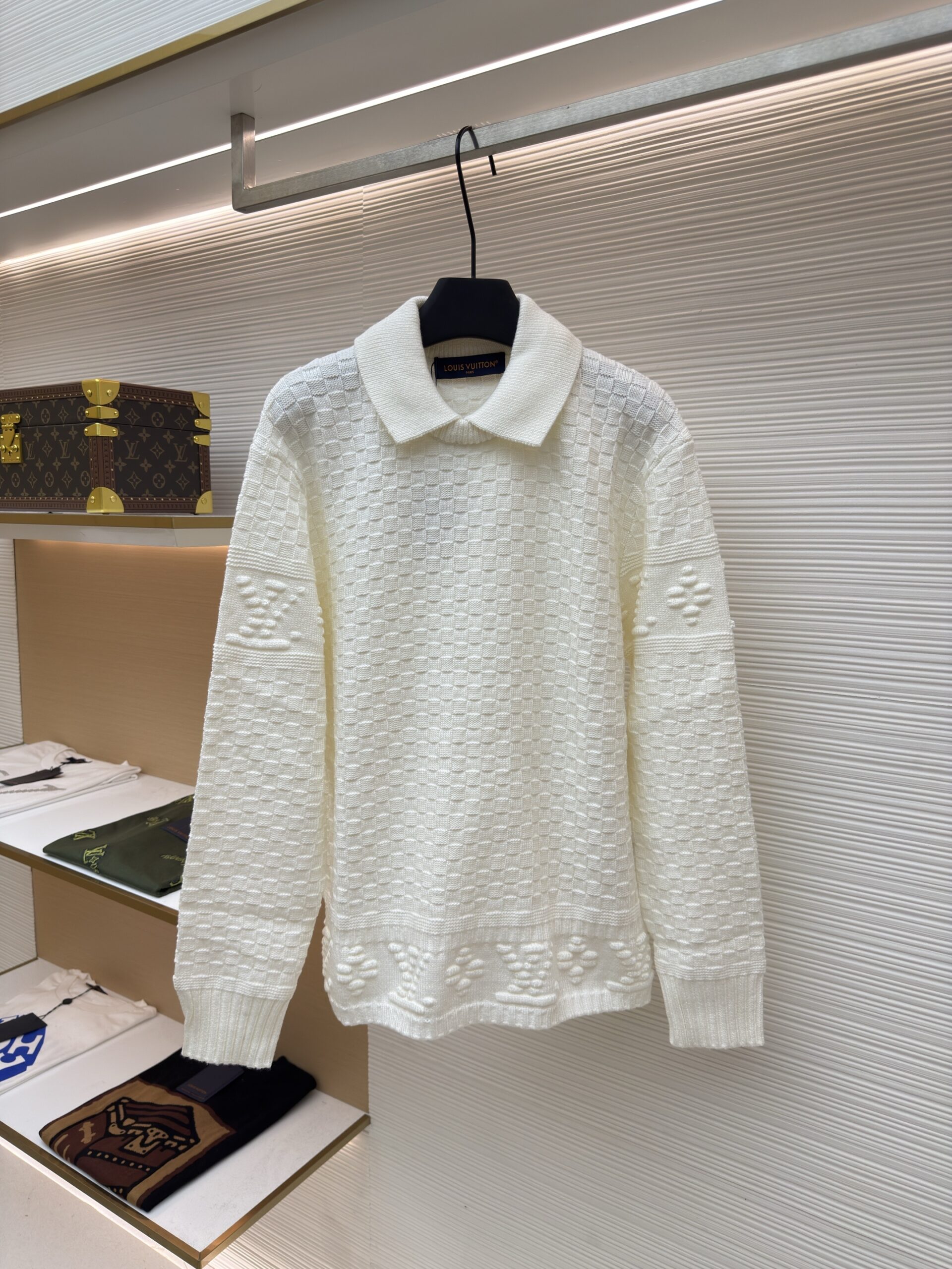 Louis Vuitton Damier Monogram Textured Polo Jumper