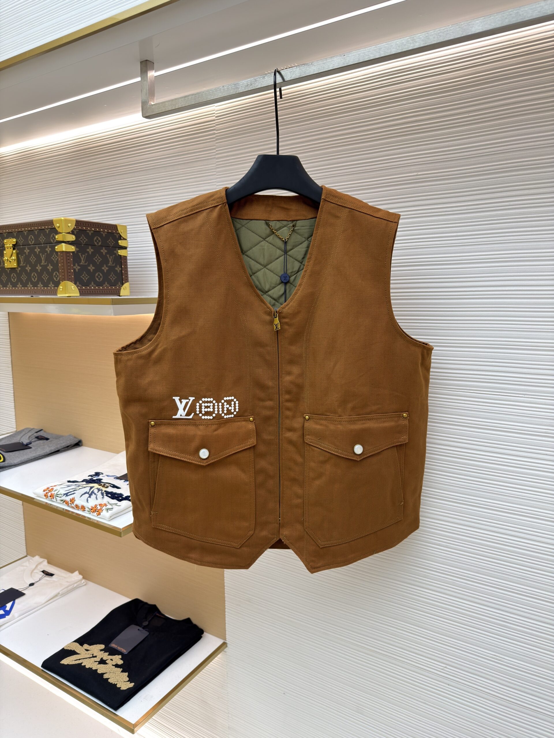 Louis Vuitton Monogram Pearl Embellished Brown Workwear Vest