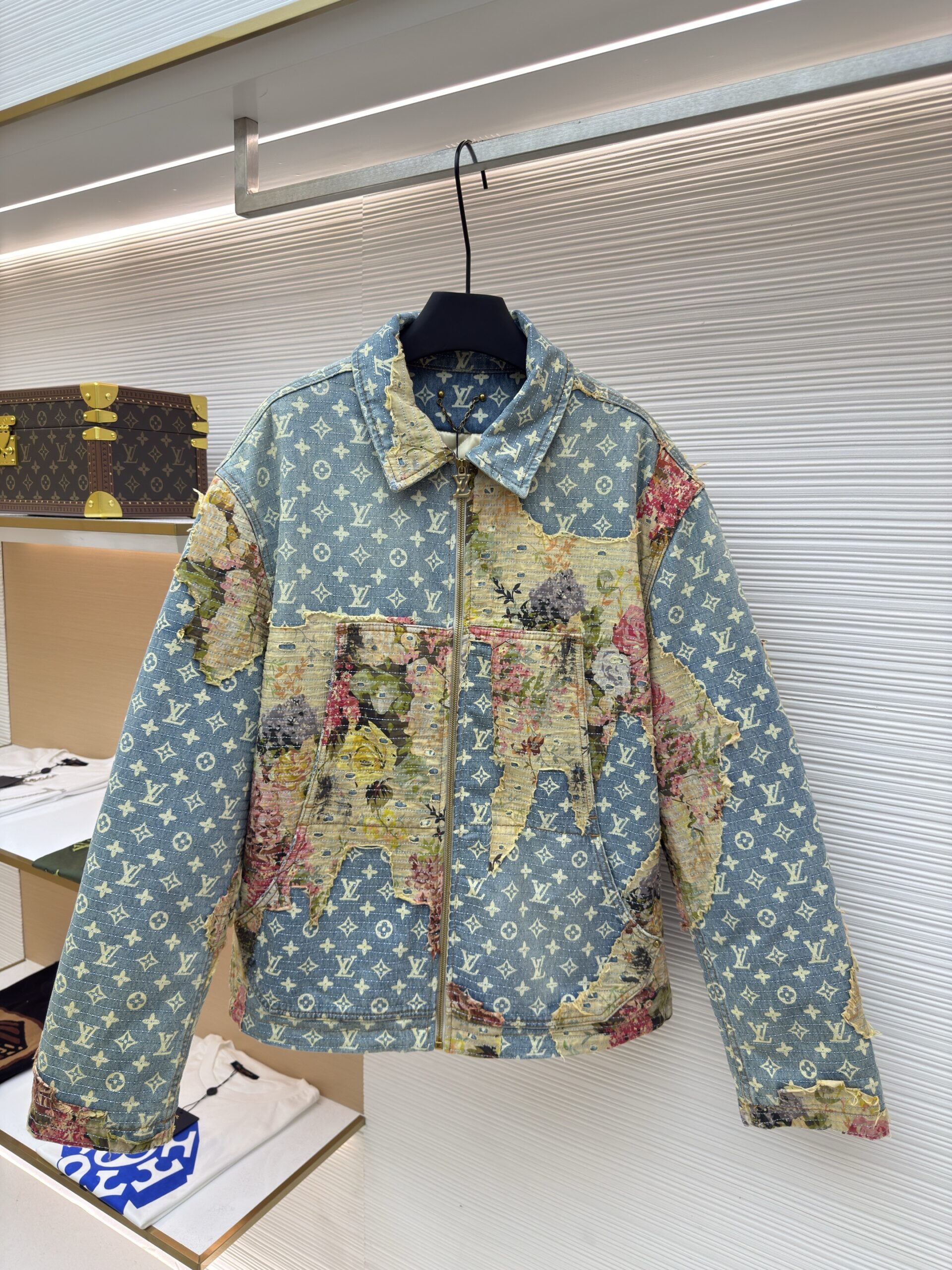 Louis Vuitton Monogram Tapestry Floral Denim Jacket