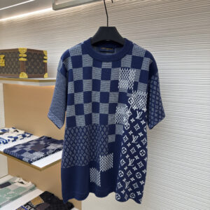 Louis-Vuitton-Navy-Damier-Monogram-Patchwork-T-Shirt