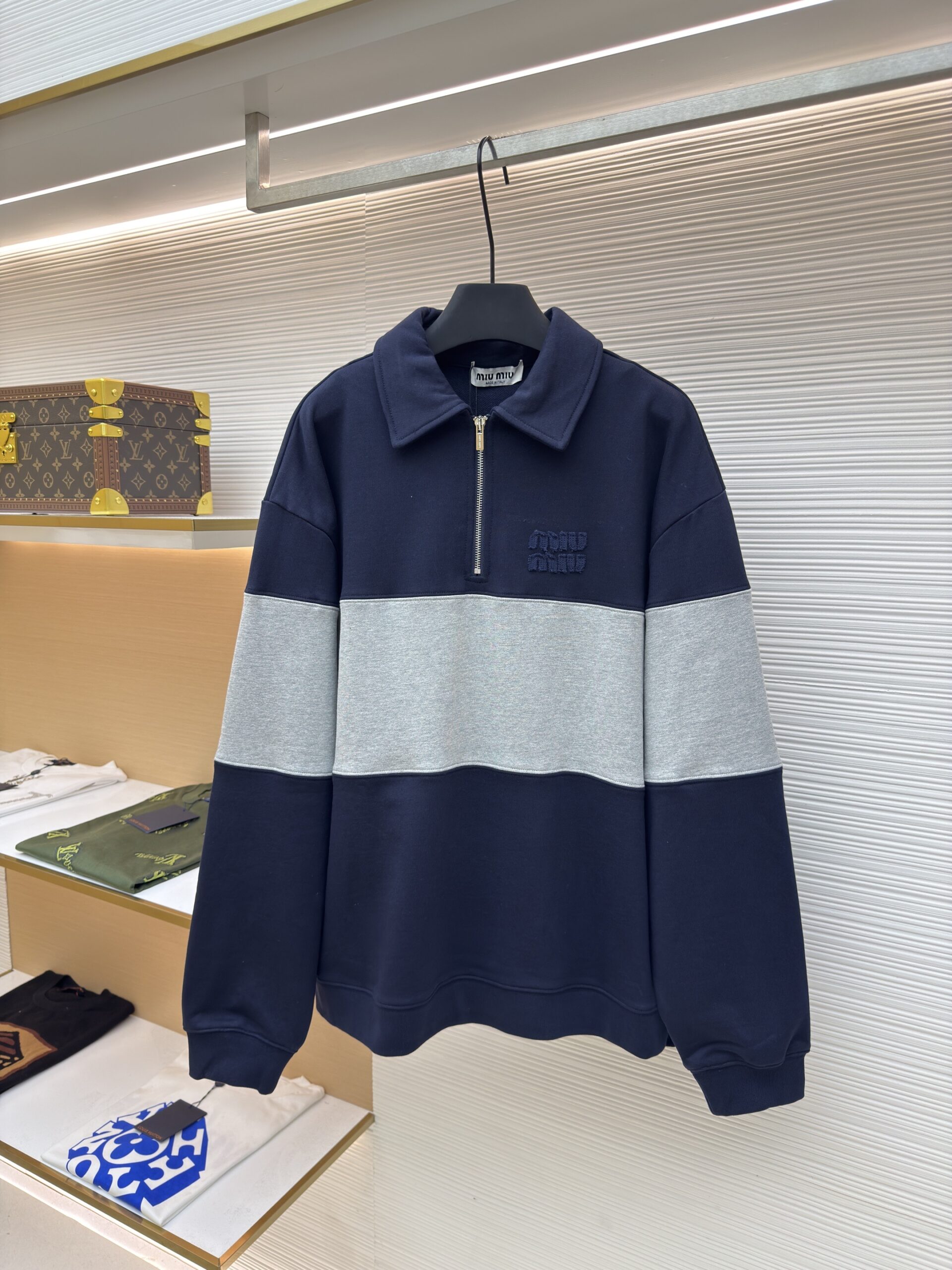 Miu Miu Colour-Block Half-Zip Sweatshirt