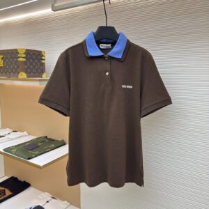 Miu Miu Contrast Collar Cotton Polo Shirt