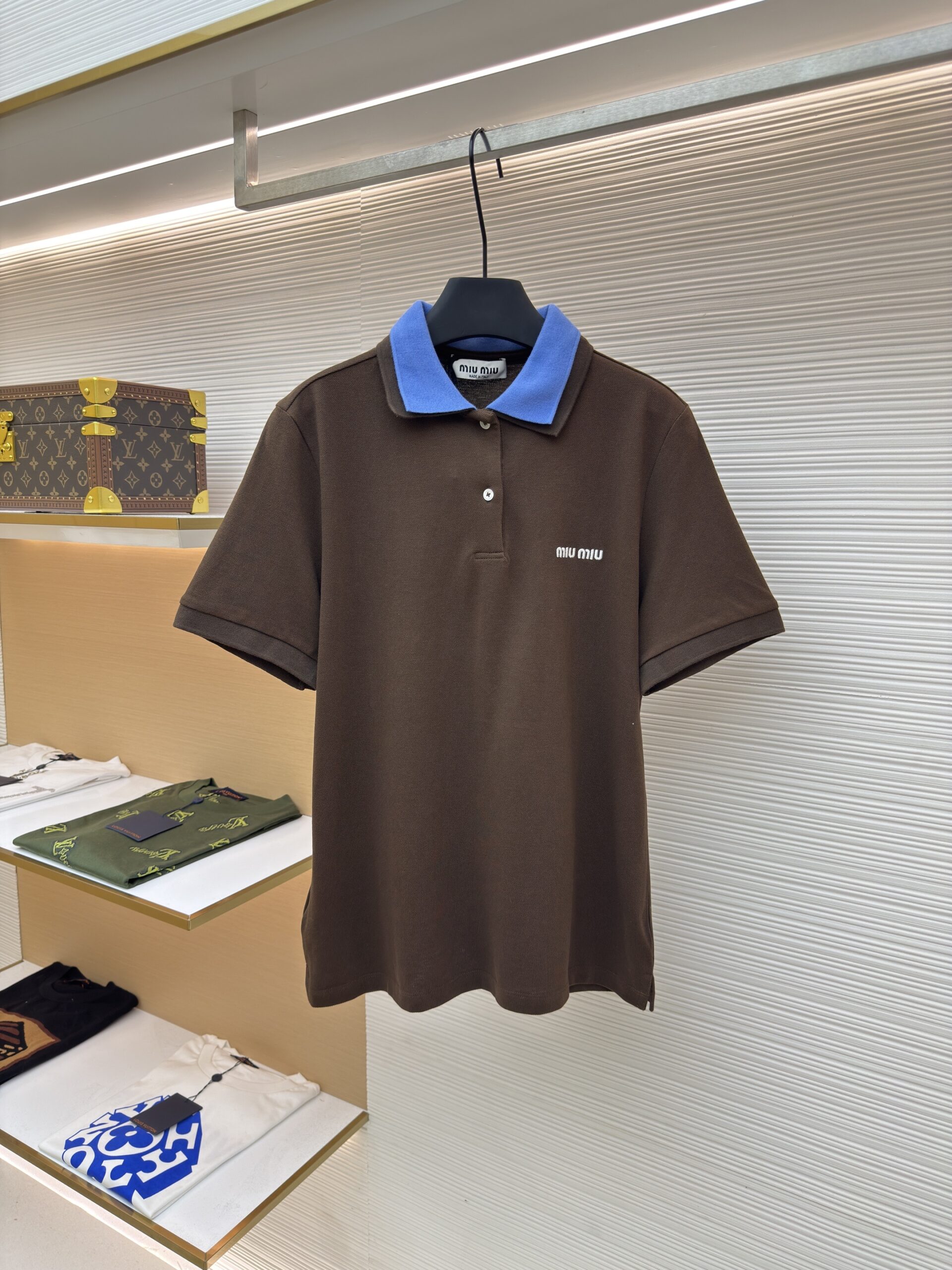 Miu Miu Contrast Collar Cotton Polo Shirt
