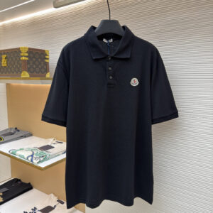 Moncler Men’s Black Textured Piqué Polo Shirt