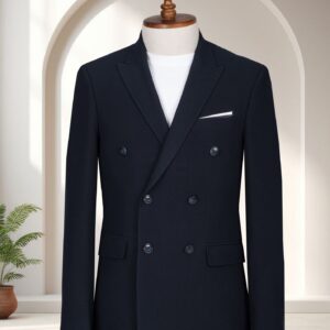 Navy Blue Double-Breasted Suit for Weddings and Business