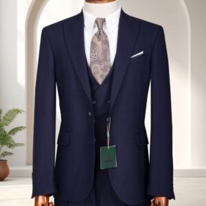 Men's Navy Blue Three Piece Suit