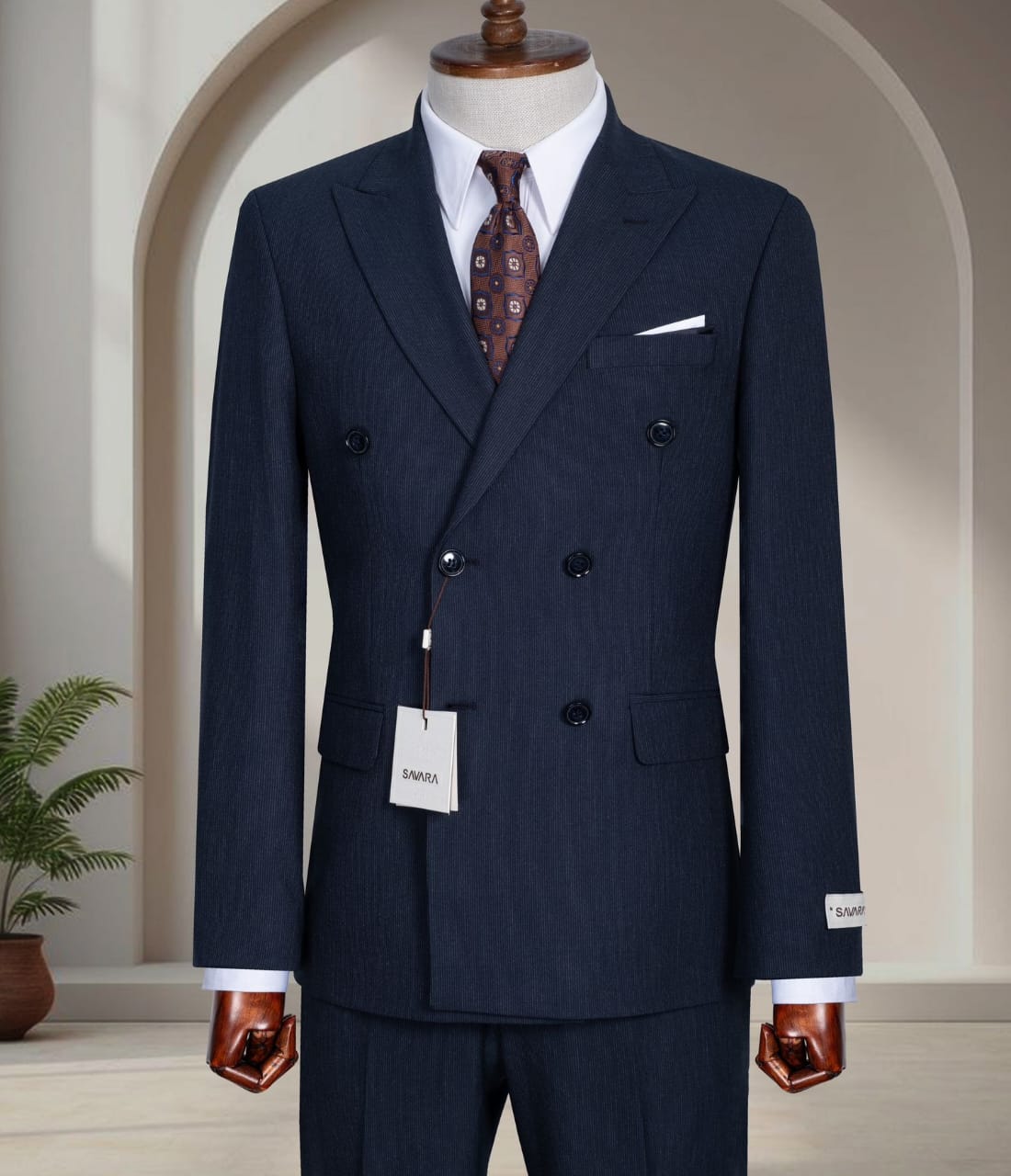 Men's Navy Blue Double Breasted Suit