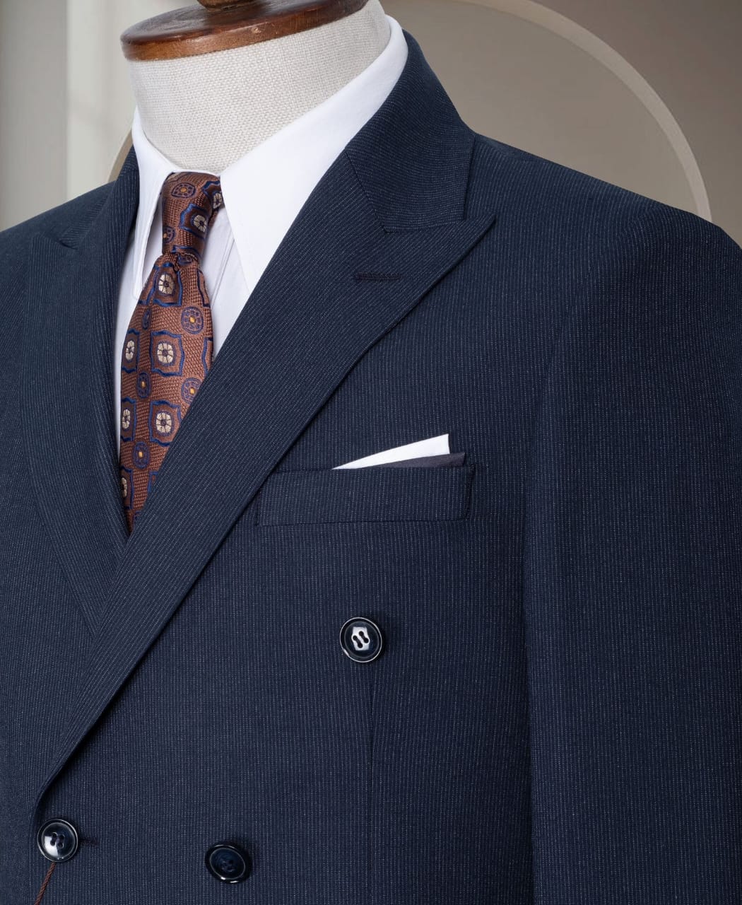 Men's Navy Blue Double Breasted Suit - Image 3